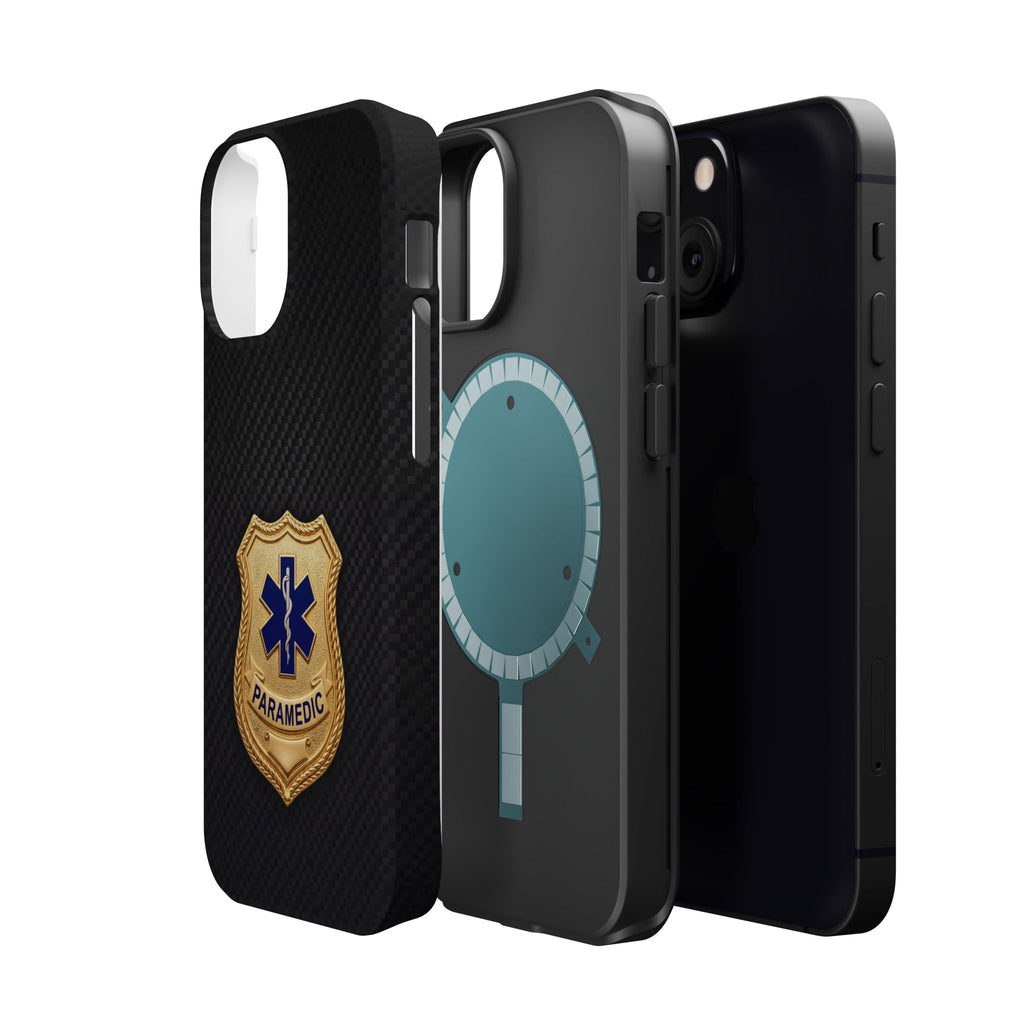 Gold Paramedic Badge Black Phone Case — Magnetic Wireless Charging Cover