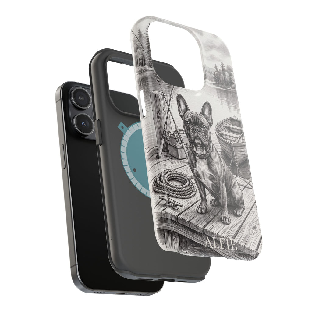 Personalized French Bulldog Lakeside Dock Phone Case — Wireless Charging Cover