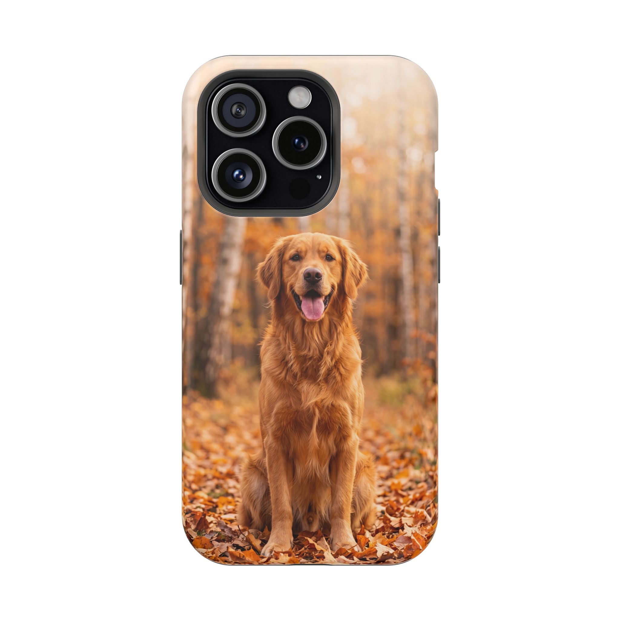 Autumn Golden Retriever Phone Case — Impact-Resistant Wireless Charging Cover