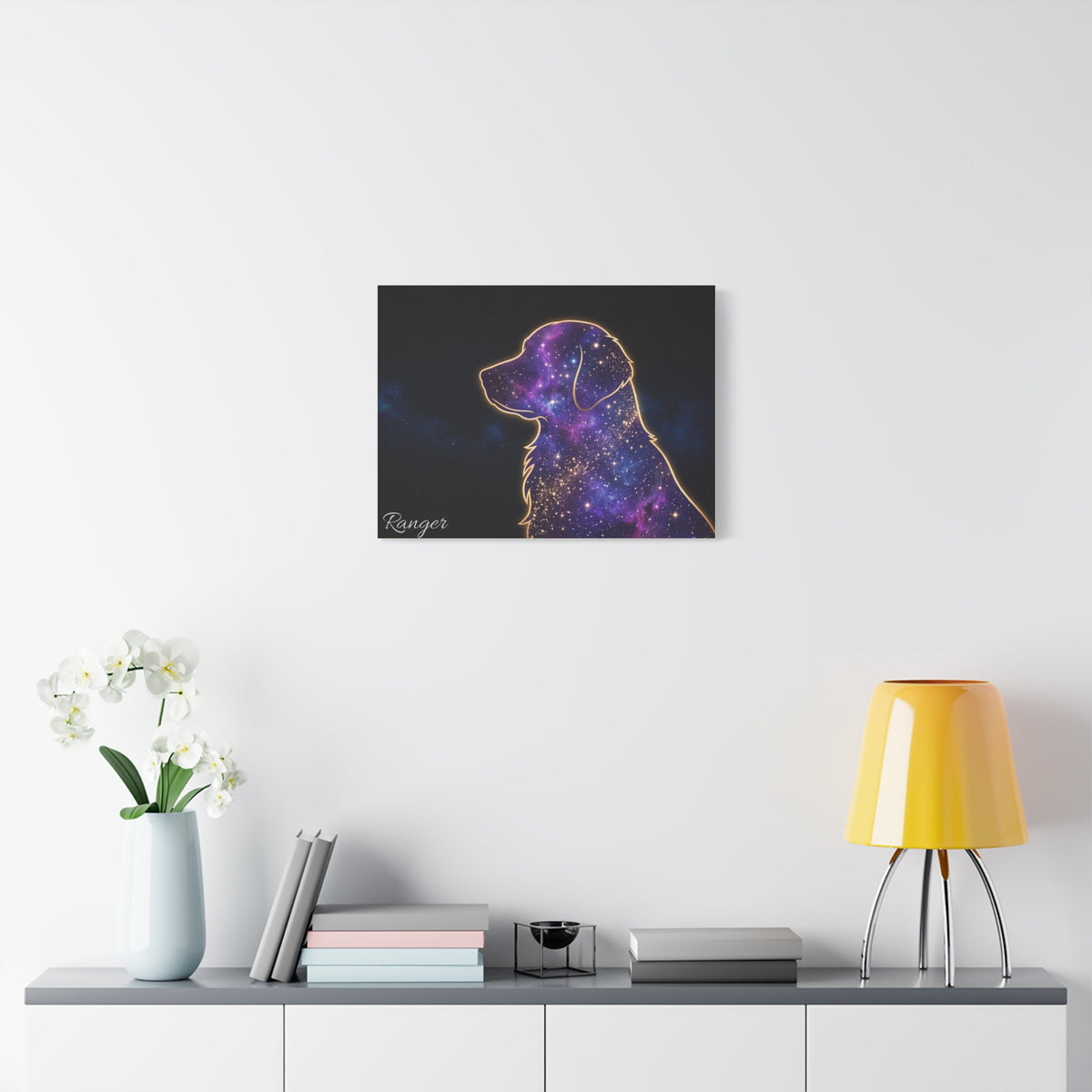 Golden Retriever Personalized Canvas | Galaxy Silhouette Wall Art