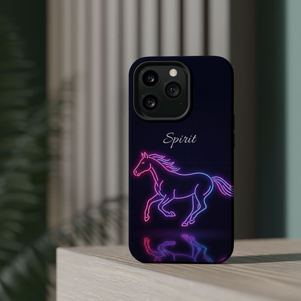 Personalized Neon Glow Horse Phone Case — Tough Magnetic Case with Wireless Charging