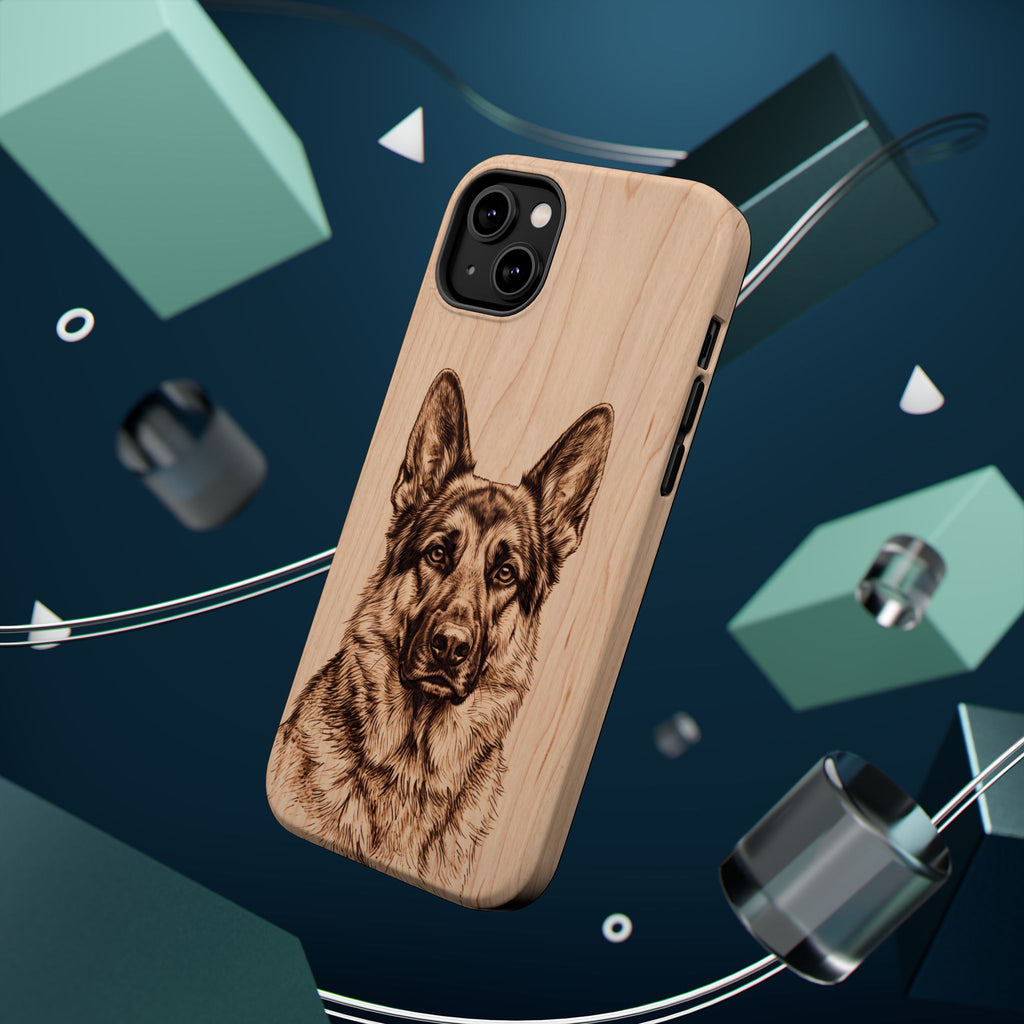 German Shepherd Phone Case | Pyrography Art — Tough Magnetic Case with Wireless Charging