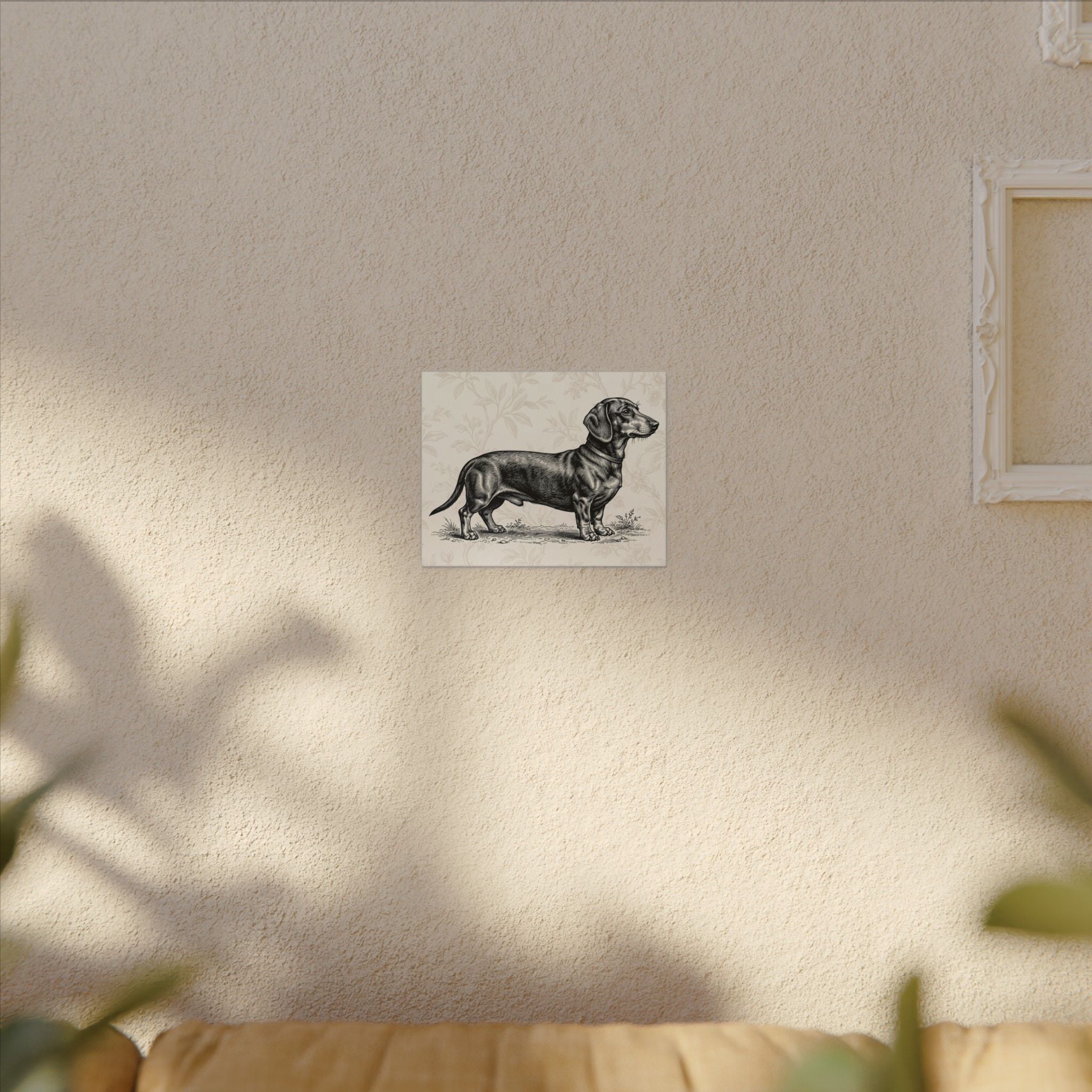 Dachshund Vintage Illustration Matte Canvas Wall Art