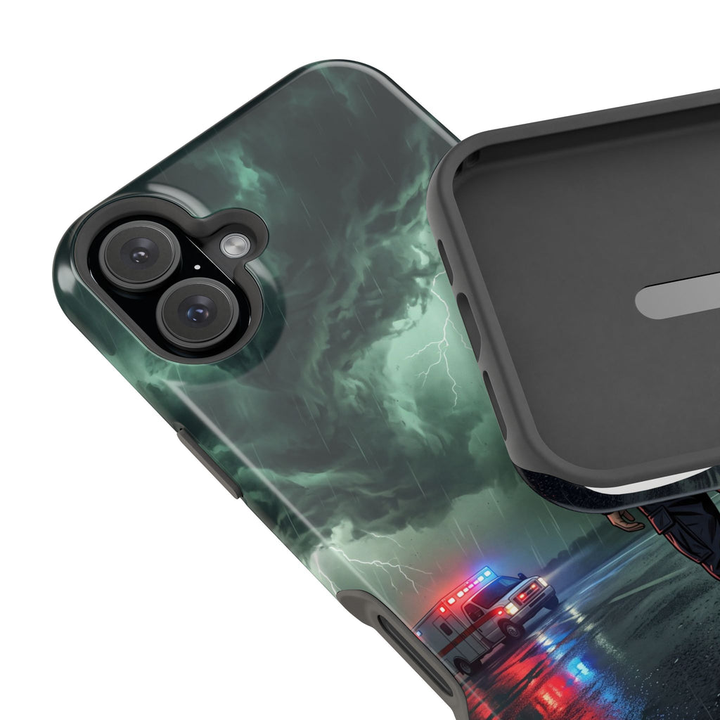Female Paramedic Green Storm Phone Case — Magnetic Wireless Charging Cover