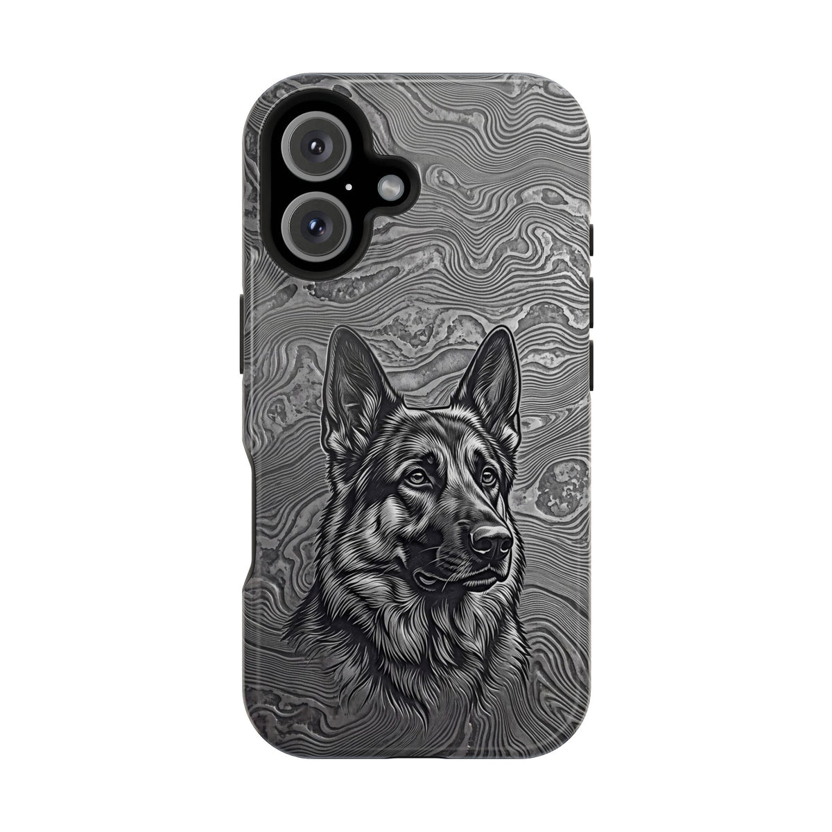 German Shepherd Phone Case | Damascus Art — Tough Magnetic Case with Wireless Charging