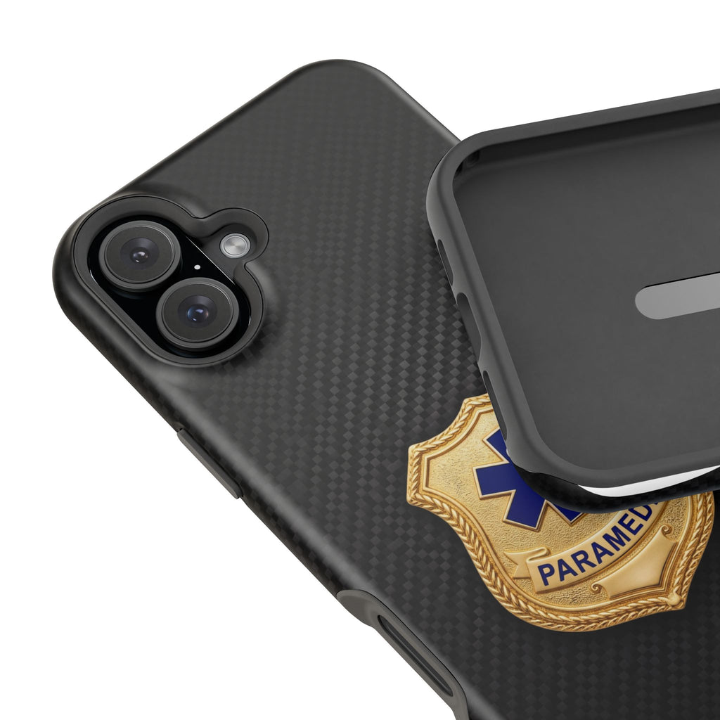Gold Paramedic Badge Black Phone Case — Magnetic Wireless Charging Cover