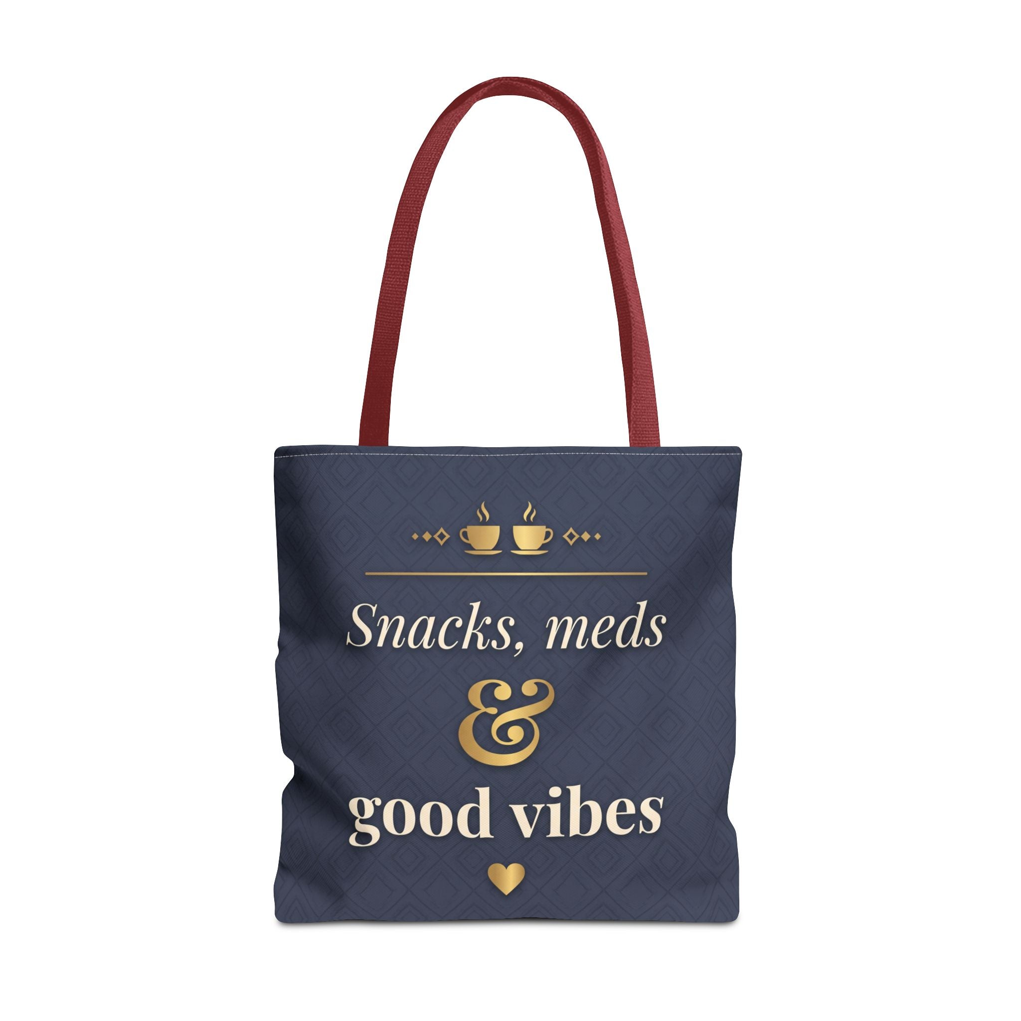 Snacks Meds & Good Vibes Tote | Funny Nurse Gift Tote Bag | Healthcare Worker Humour Gift | Premium Polyester Carry-All