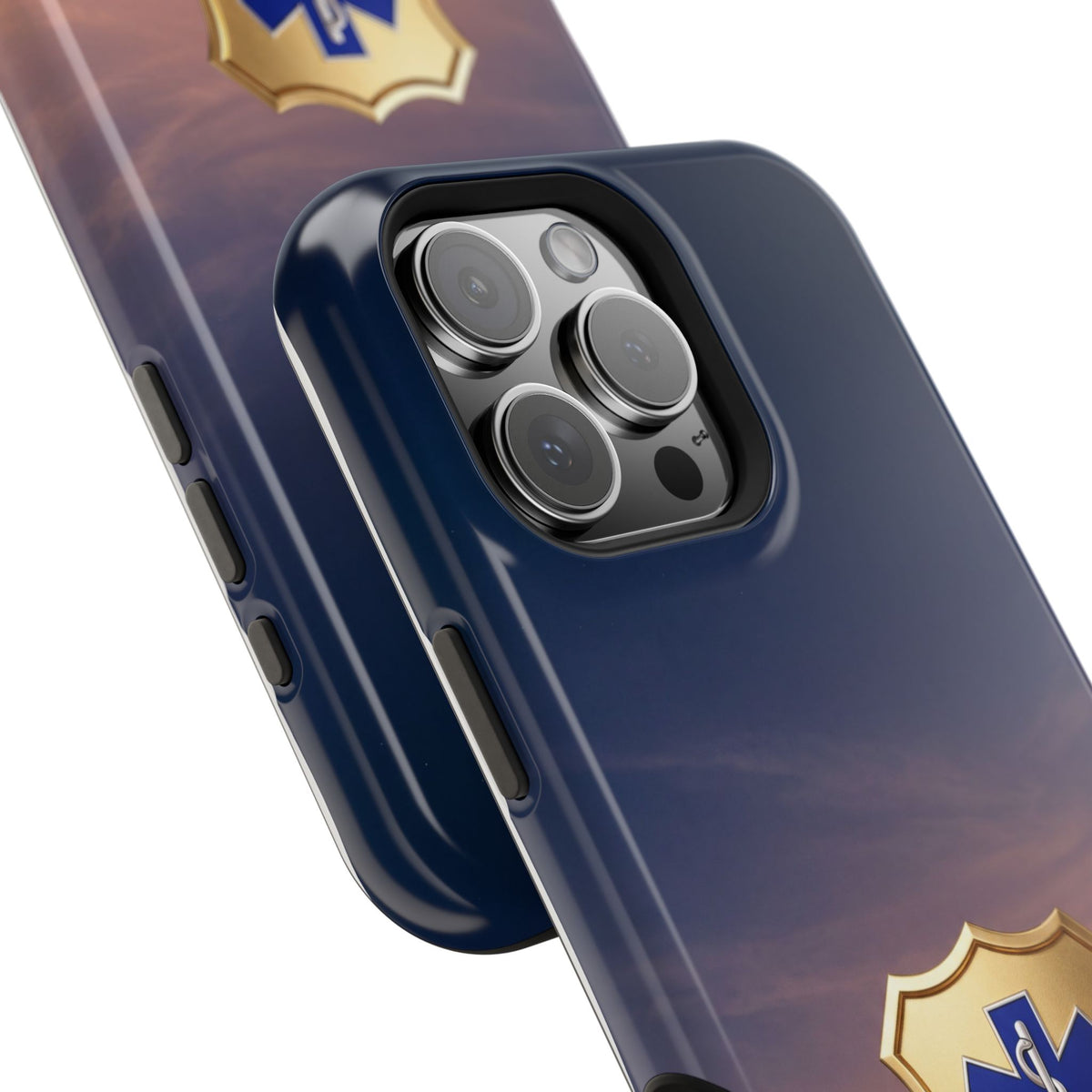 Gold Paramedic Badge Sunset Sky Phone Case — Magnetic Wireless Charging Cover