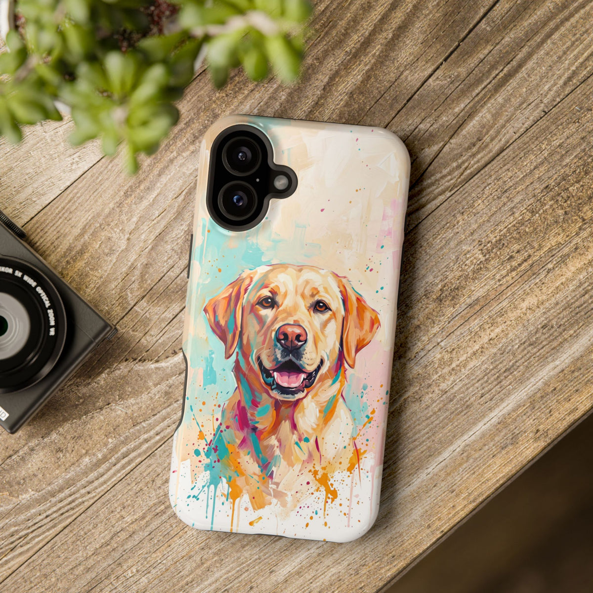 Yellow Labrador Colour Splash Phone Case — Tough Magnetic Case with Wireless Charging