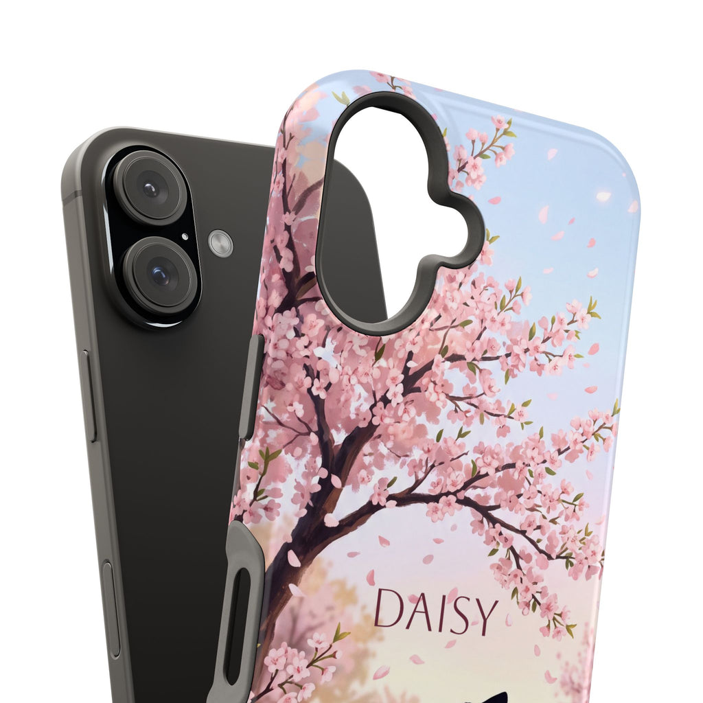 Personalized Dachshund Cherry Blossom Phone Case — Wireless Charging Cover