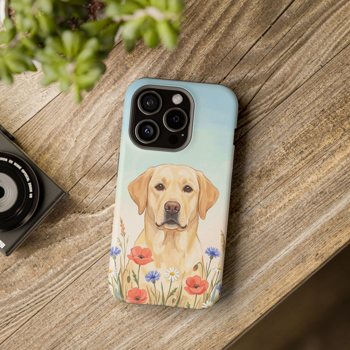 Labrador Wildflower Painting Phone Case — Tough Magnetic Case with Wireless Charging