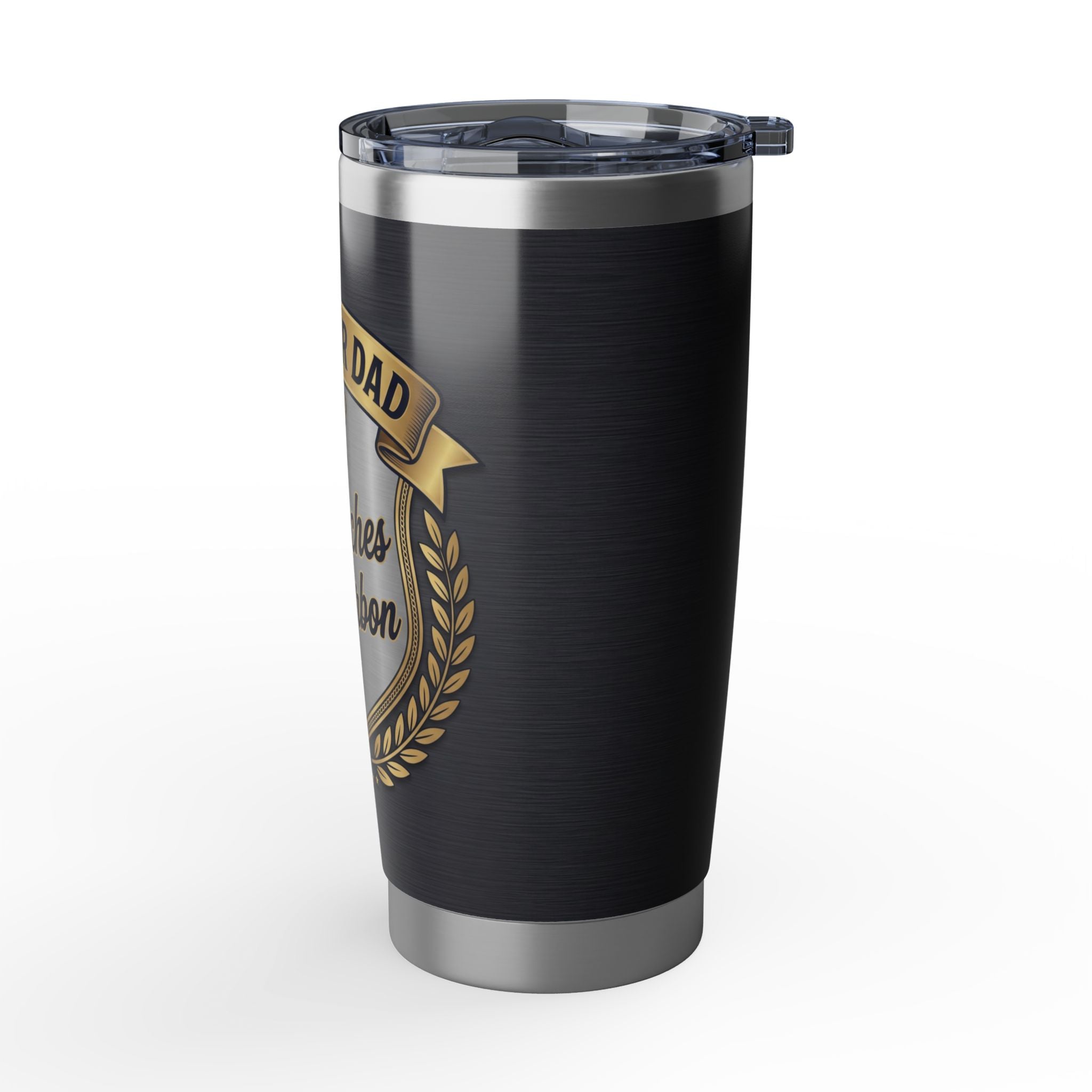Plumber Dad Tumbler – "Wrenches & Bourbon" Charcoal Crest Design 20 oz