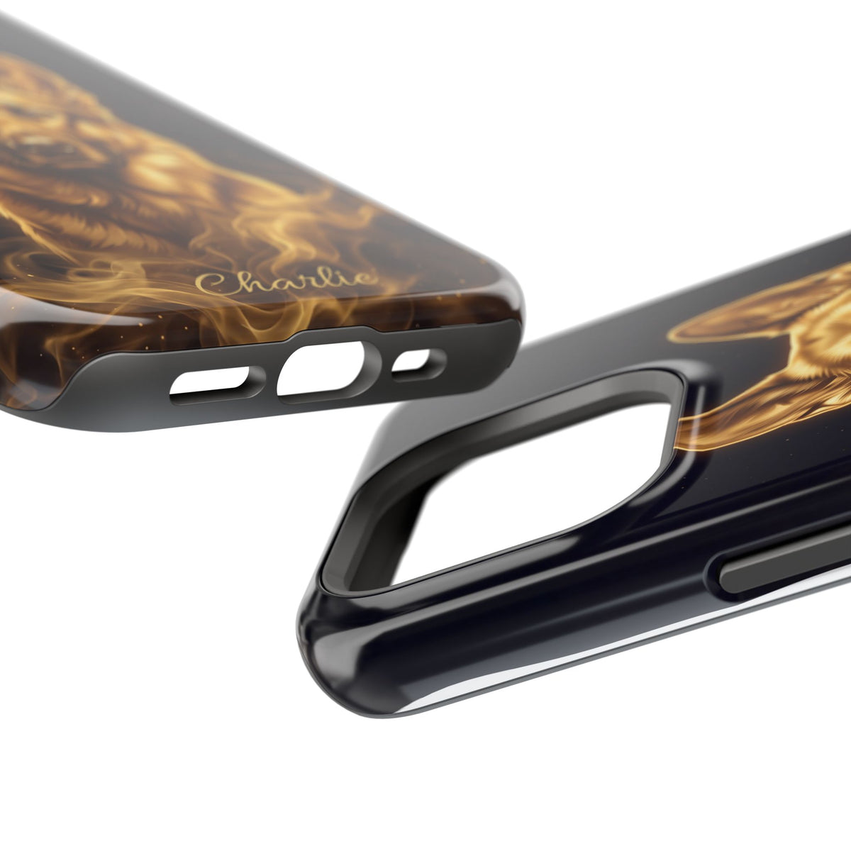 German Shepherd Phone Case | Personalized Gold Glow Art — Tough Magnetic Case with Wireless Charging