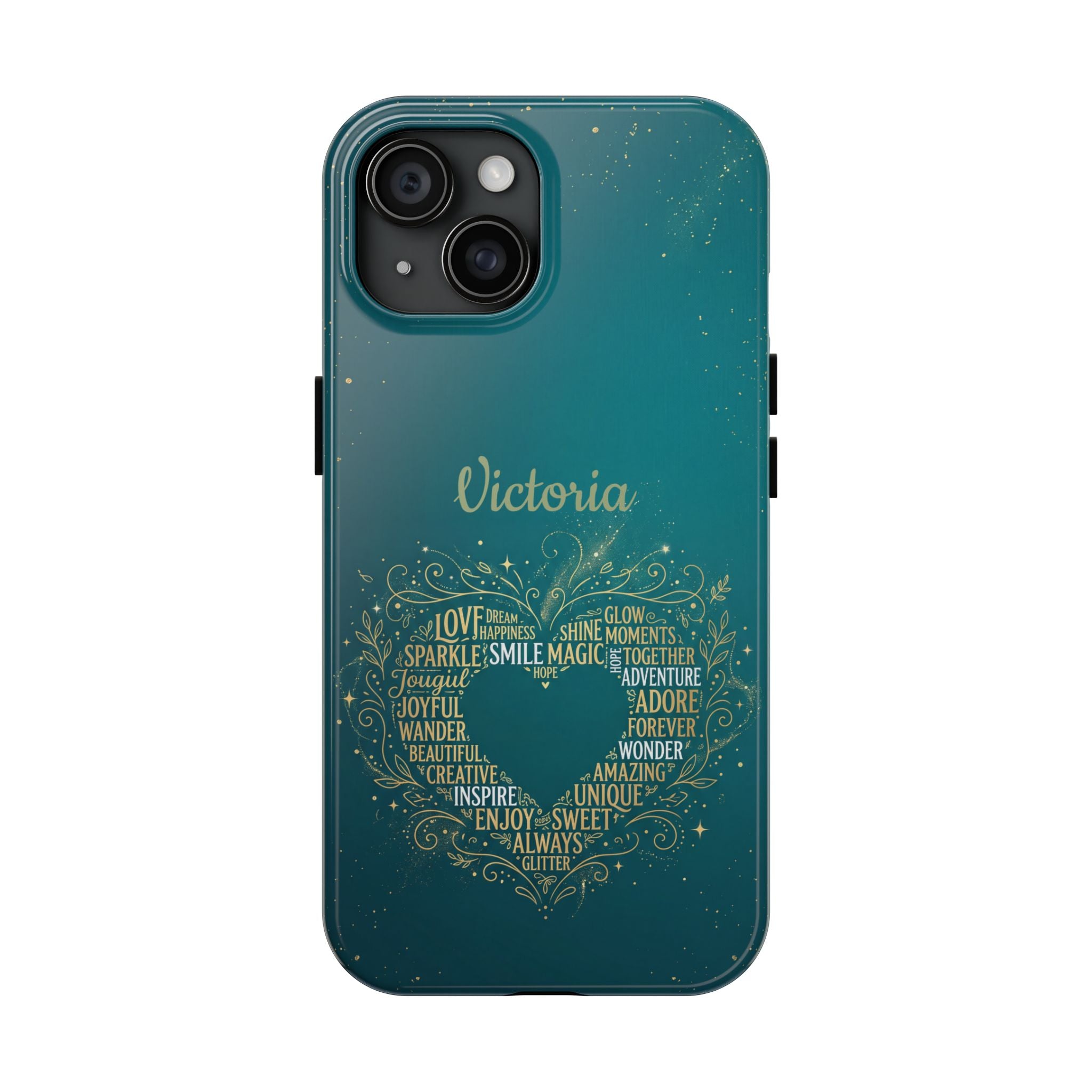 Personalized Teacher Phone Case — Custom Name Heart Word Art Design