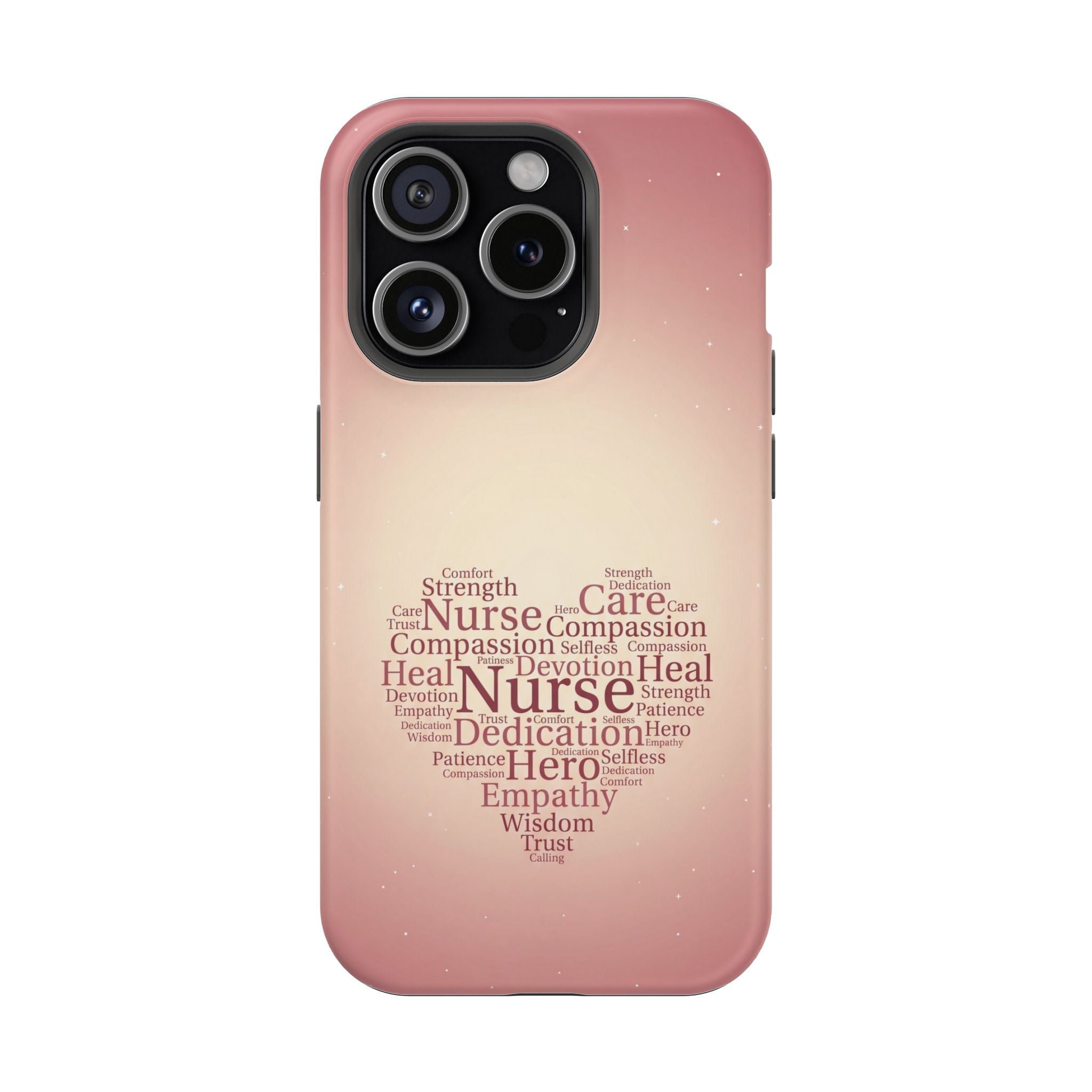 Nurse Heart Word Art Phone Case — Impact-Resistant Wireless Charging Cover