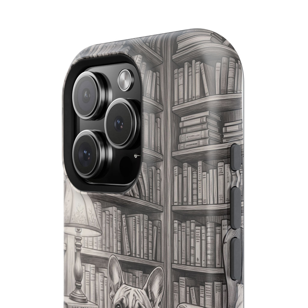 Personalized French Bulldog Library Study Phone Case — Wireless Charging Cover