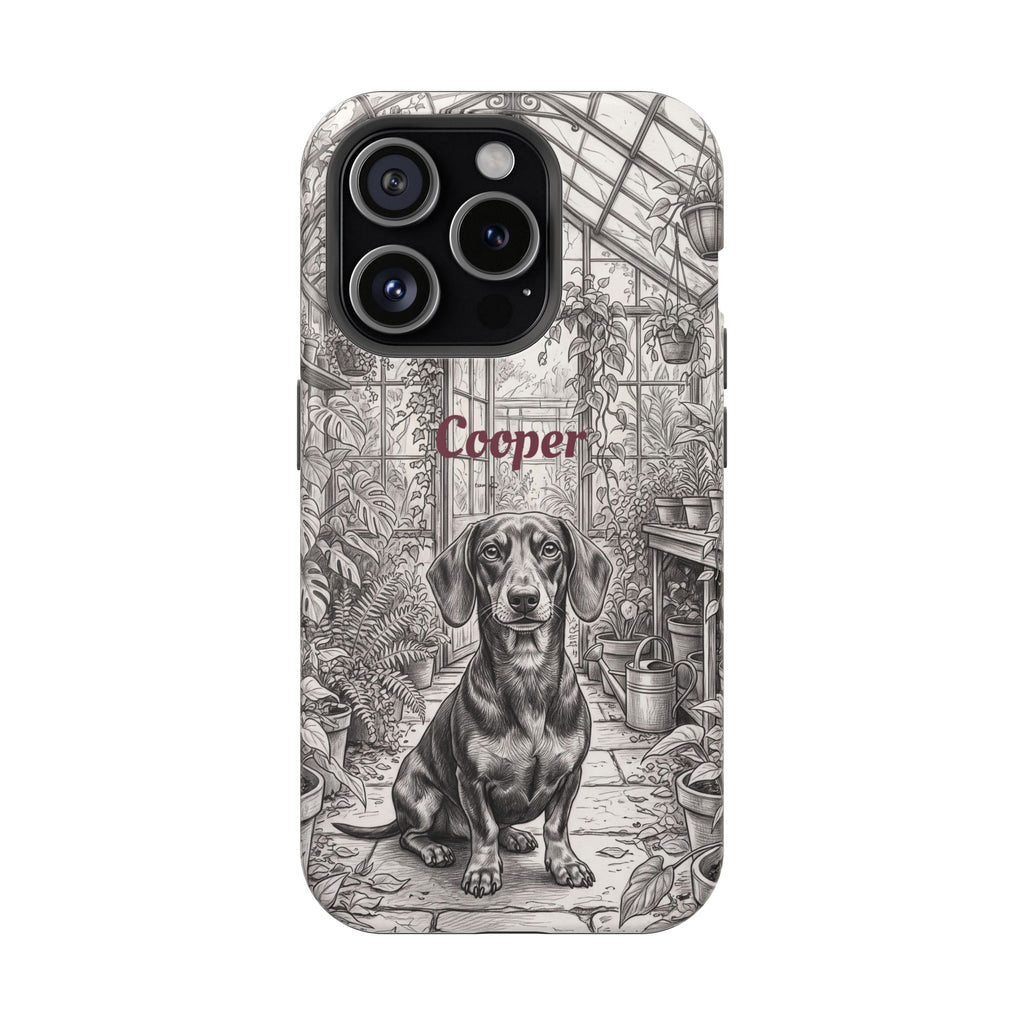 Personalized Dachshund Vintage Greenhouse Phone Case — Wireless Charging Cover