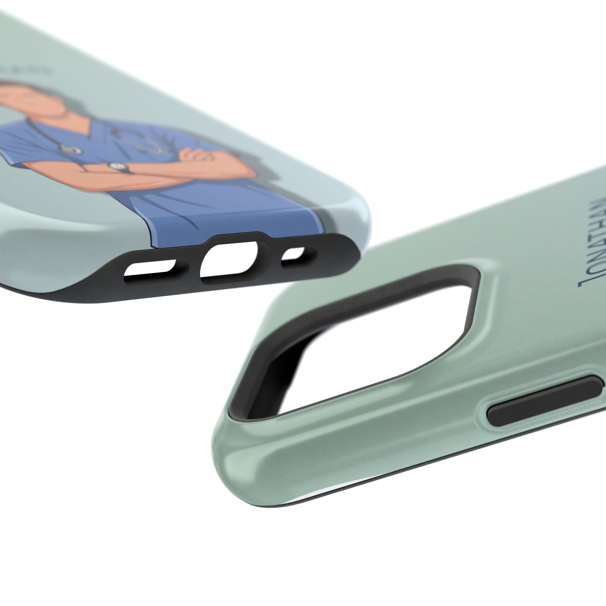 Personalized Nurse Portrait Phone Case — Impact-Resistant Wireless Charging Cover