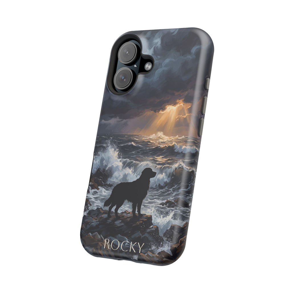 Personalized Golden Retriever Stormy Sea Phone Case — Wireless Charging Cover
