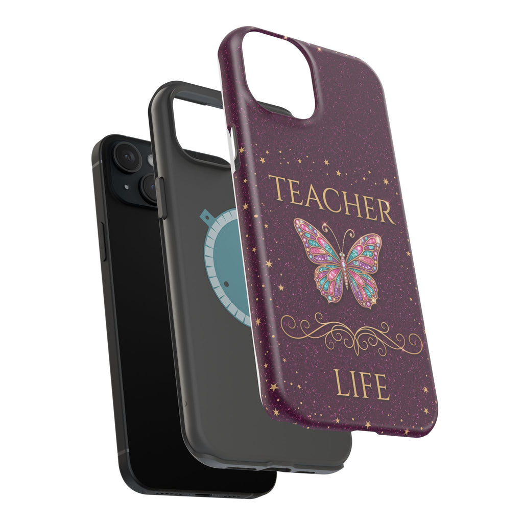 Teacher Life Glitter Butterfly Phone Case — Wireless Charging Cover