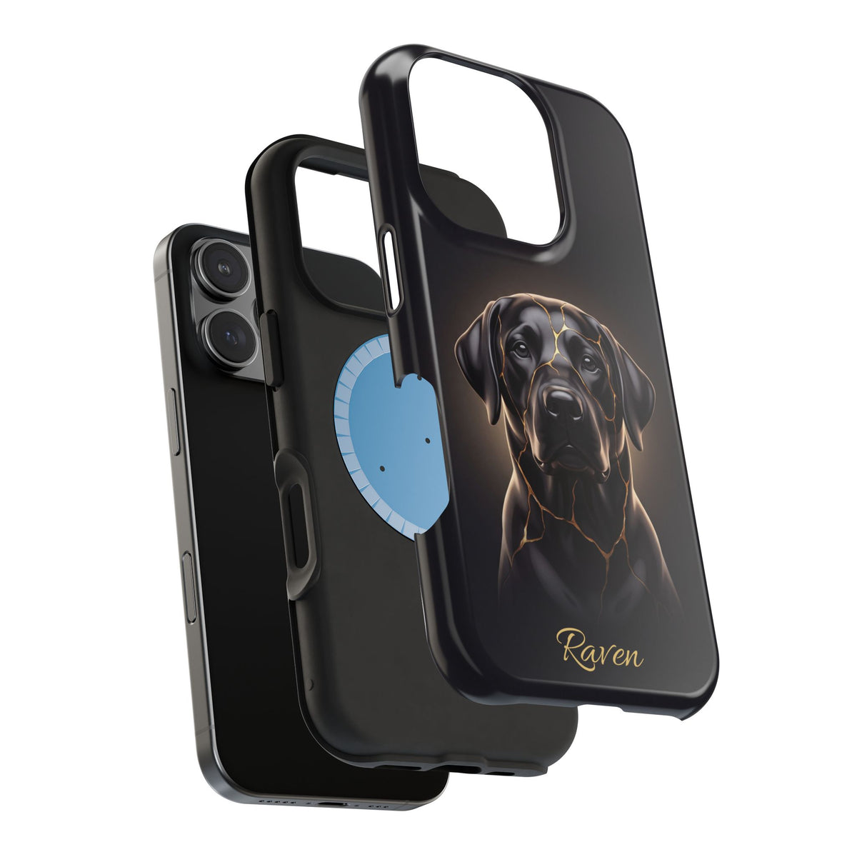 Personalized Obsidian Kintsugi Labrador Phone Case — Tough Magnetic Case with Wireless Charging