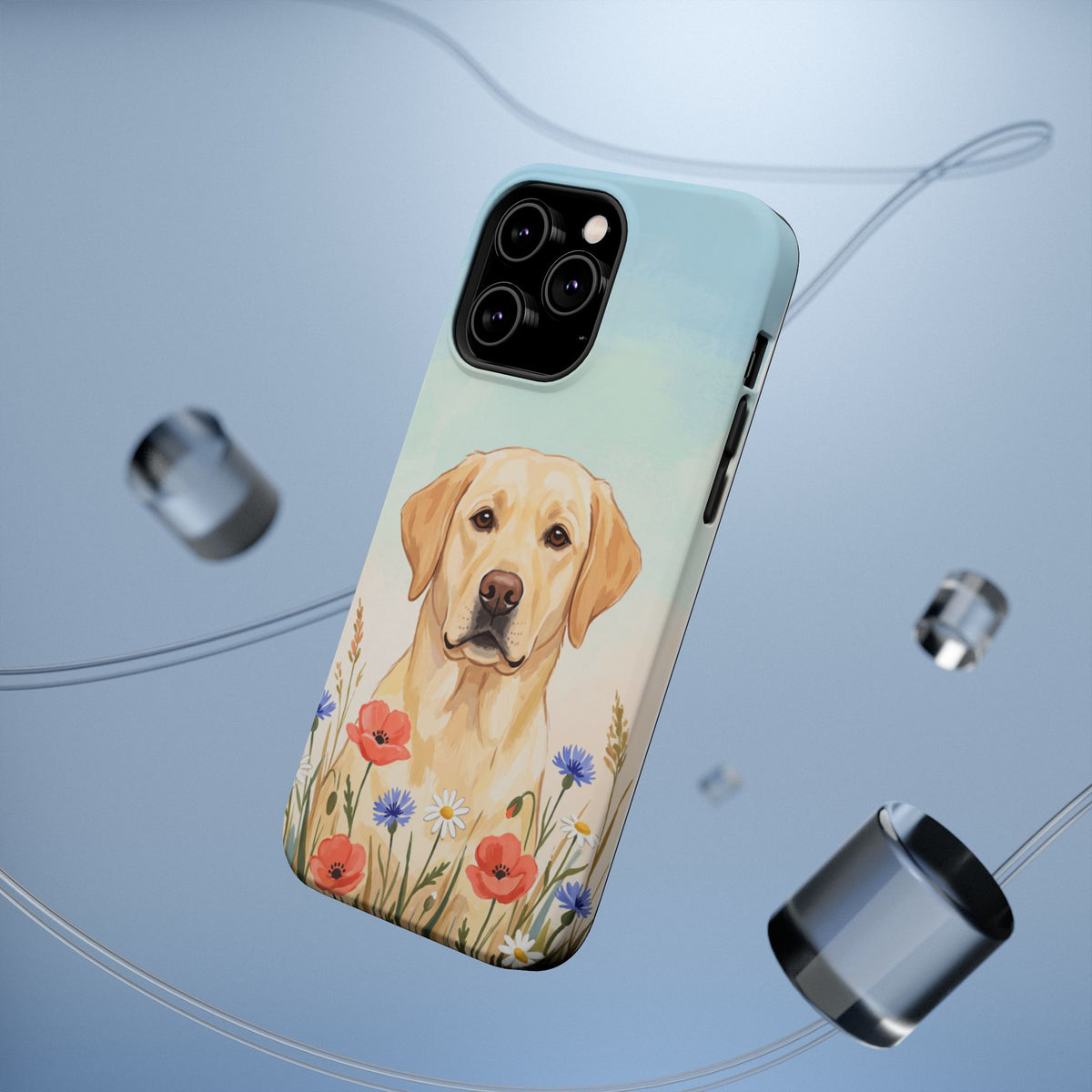 Labrador Wildflower Painting Phone Case — Tough Magnetic Case with Wireless Charging