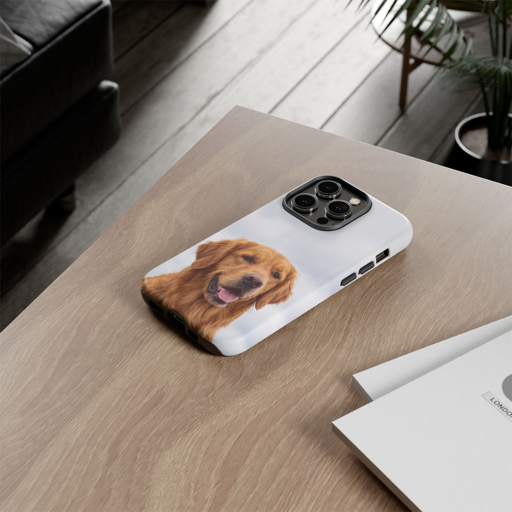 Golden Retriever Portrait Phone Case | Happy Dog Photo on Soft Sky Background | Samsung & iPhone