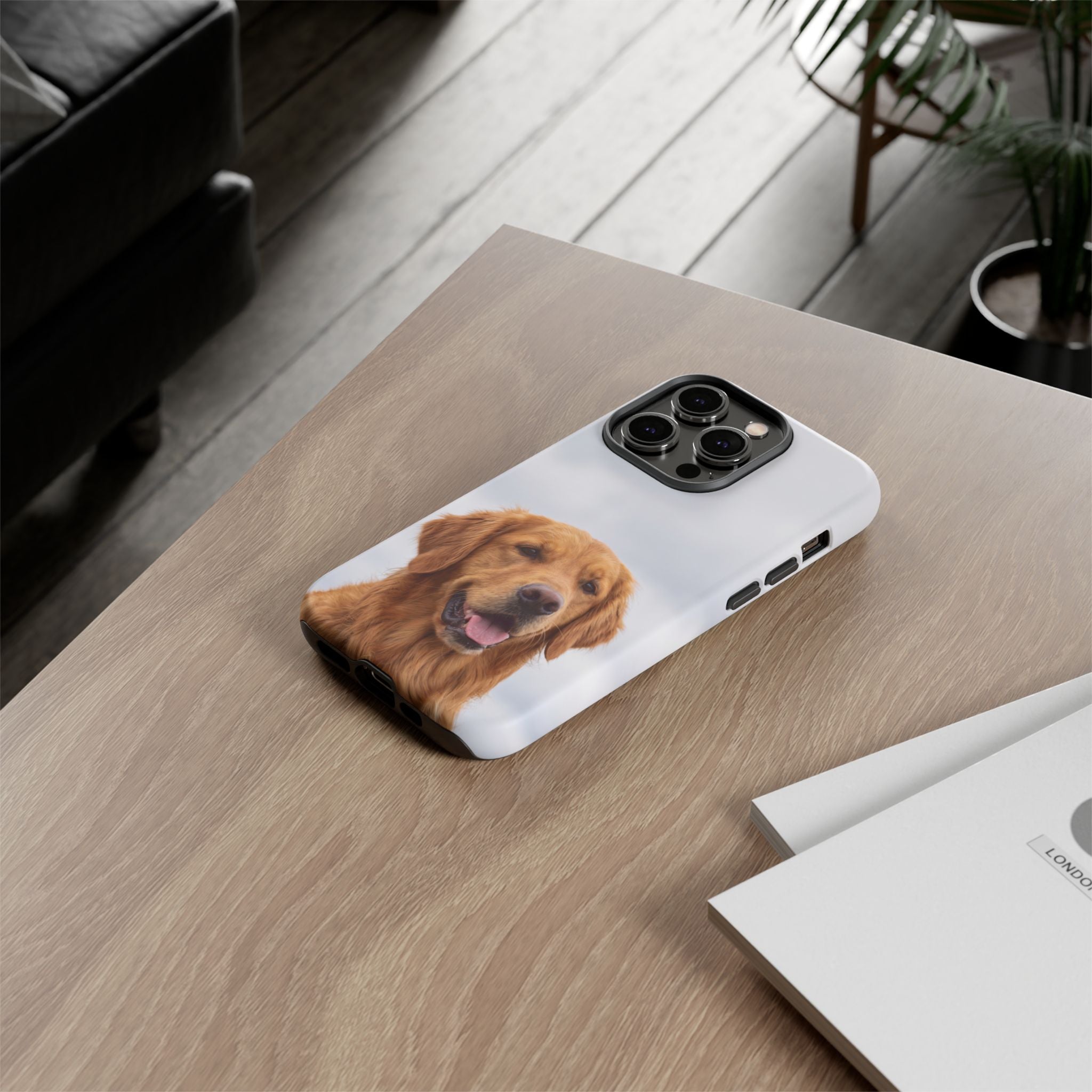 Golden Retriever Portrait Phone Case | Happy Dog Photo on Soft Sky Background | Samsung & iPhone