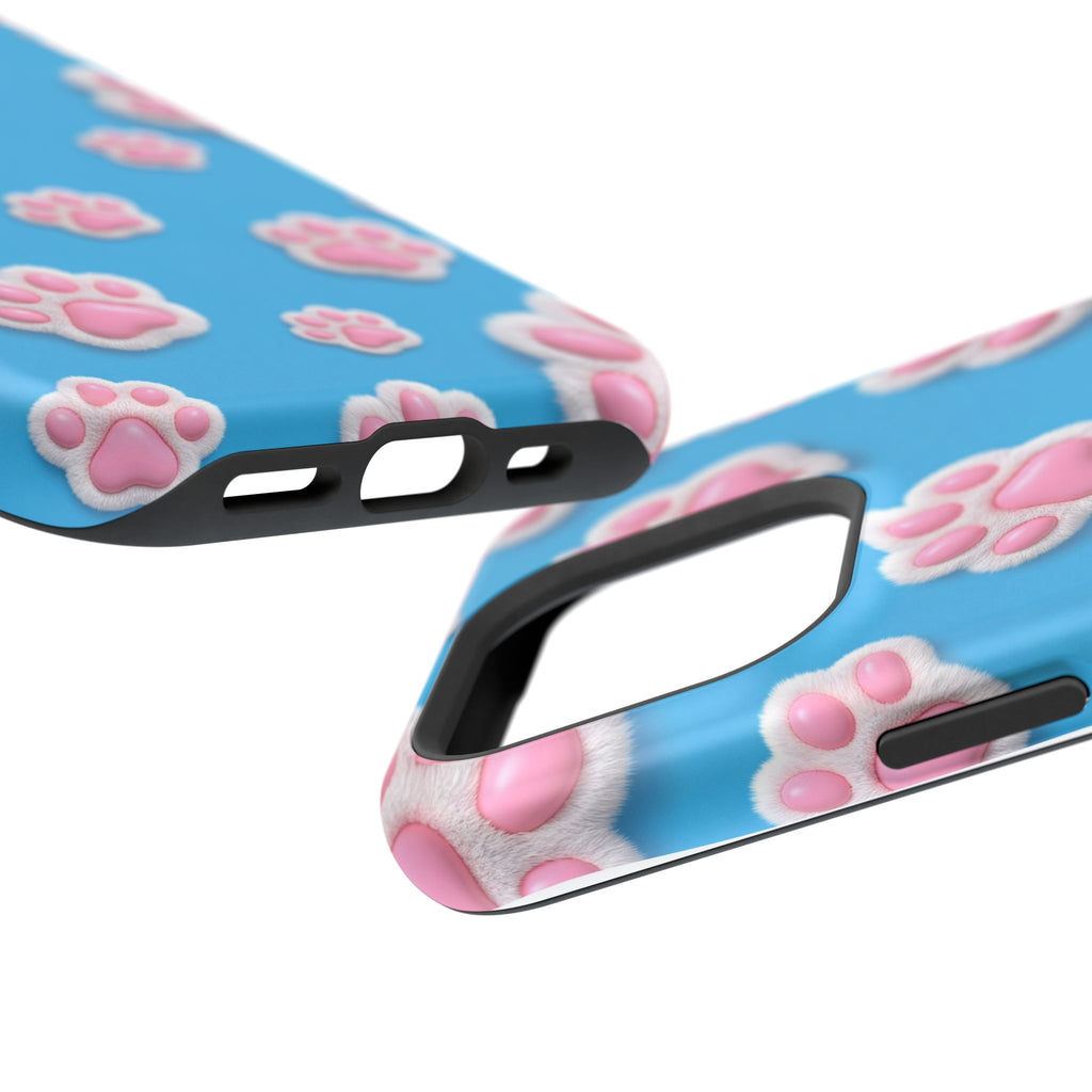 Fluffy Paw Print Phone Case | Cute 3D Pink Paw Pattern Case for Dog & Cat Lovers | iPhone & Samsung