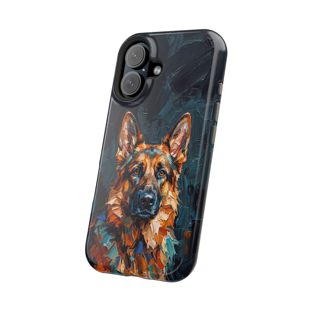 German Shepherd Phone Case | Palette Knife Painting Art — Tough Magnetic Case with Wireless Charging