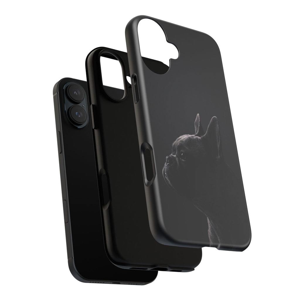 Silhouette French Bulldog Phone Case | Minimalist Black-on-Black Frenchie Profile | iPhone & Samsung