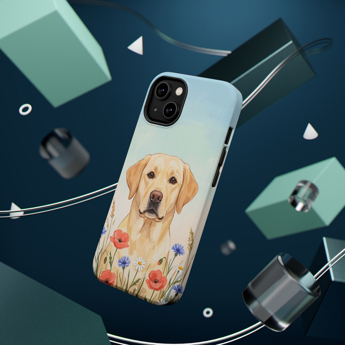 Labrador Wildflower Painting Phone Case — Tough Magnetic Case with Wireless Charging