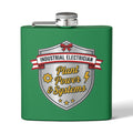 Flask — "Industrial Electrician: Plant Power & Systems" (Shield Badge) 6oz Stainless Steel Hip Flask