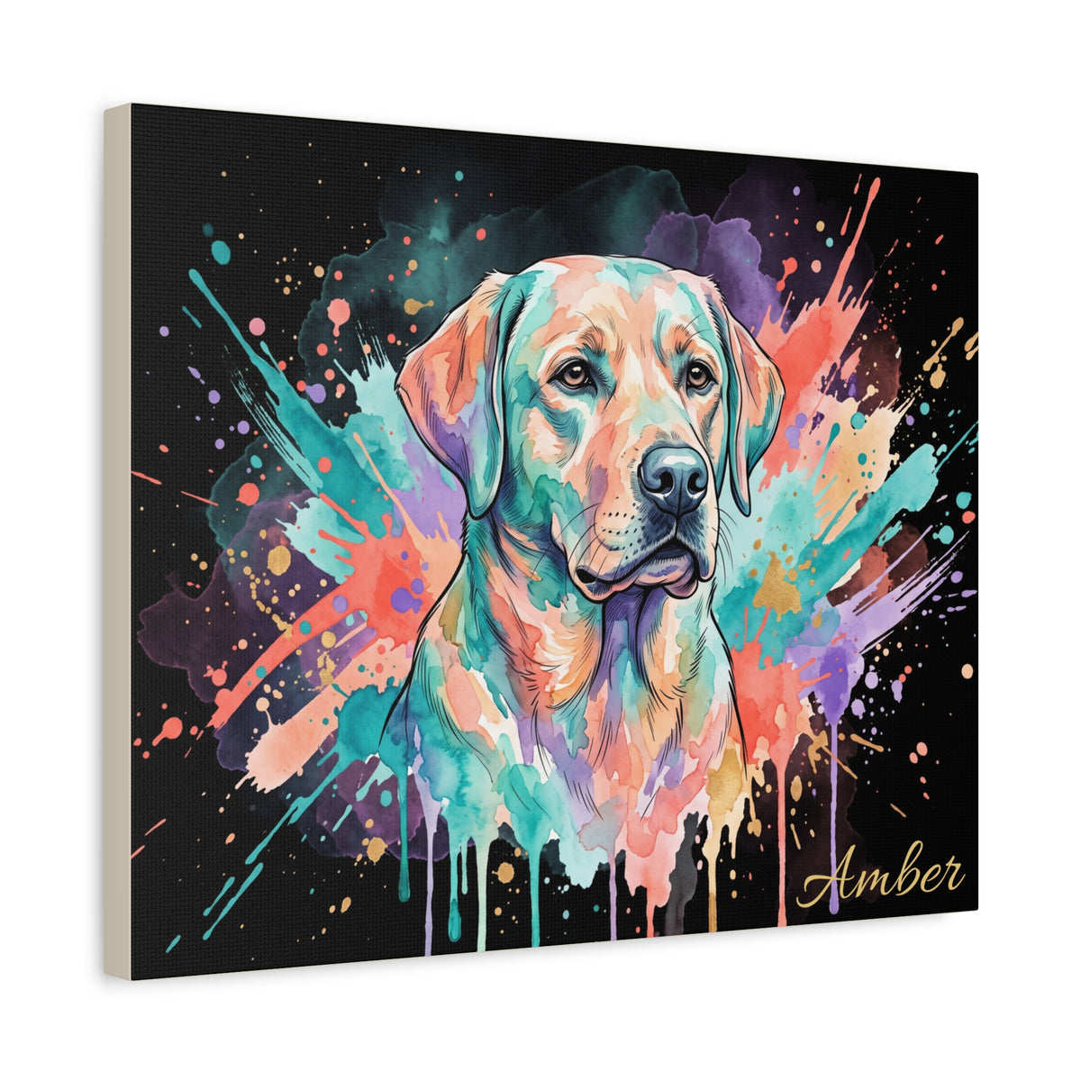 Labrador Personalized Canvas | Colorful Paint Splash Wall Art