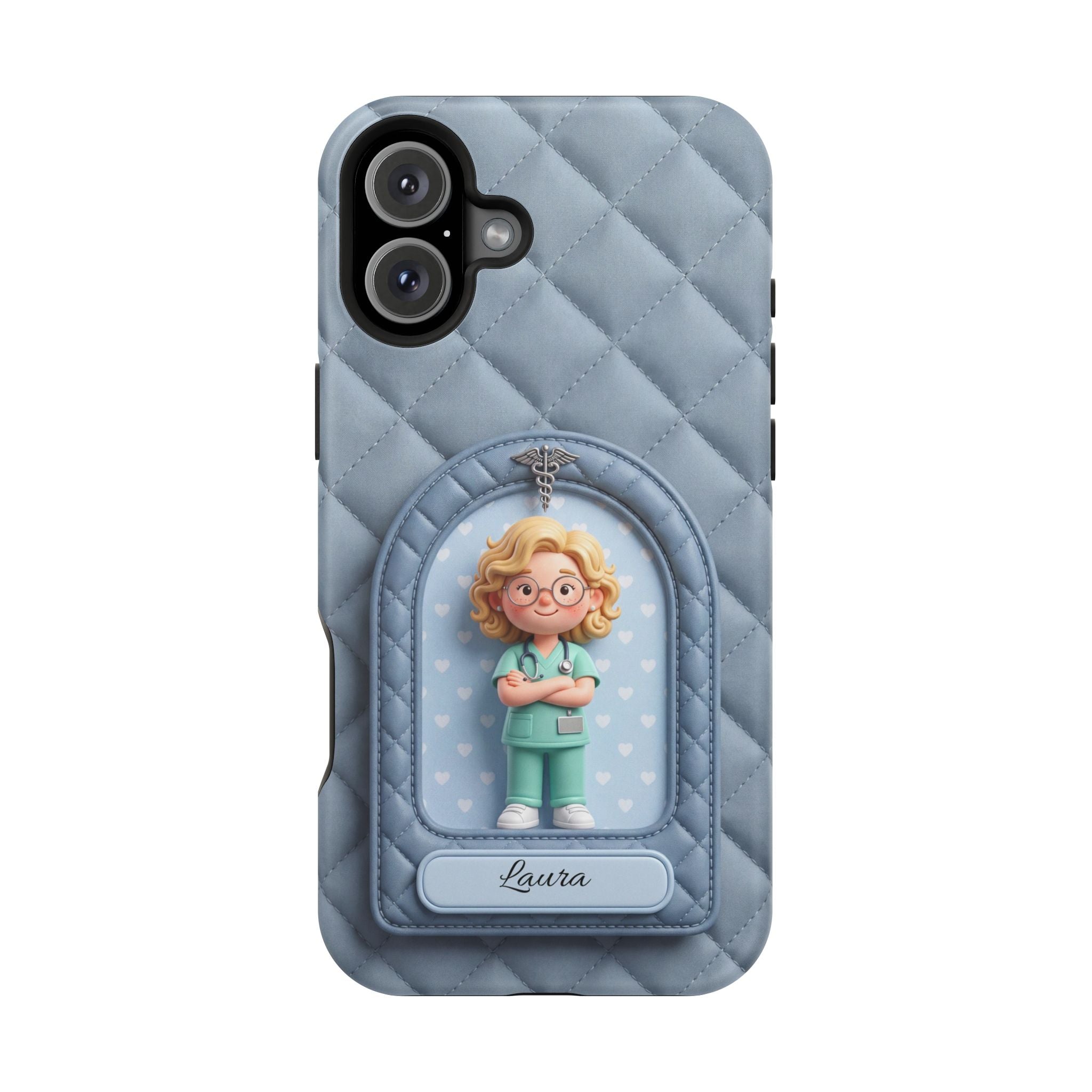 Personalized Quilted Nurse Phone Case — Wireless Charging Cover