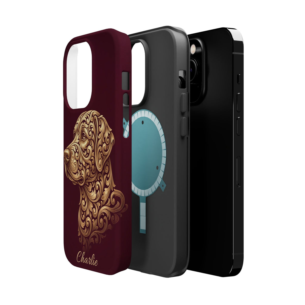 Personalized Gold Filigree Labrador Phone Case — Tough Magnetic Case with Wireless Charging