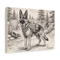 German Shepherd Personalized Canvas | Military Working Dog Sketch Wall Art