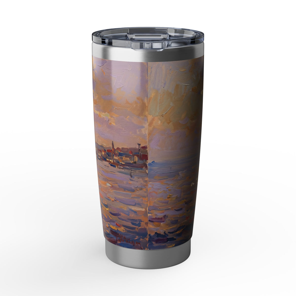 Sailing Personalized Tumbler | Impressionist Sunset Art — 20 oz Stainless Travel Mug
