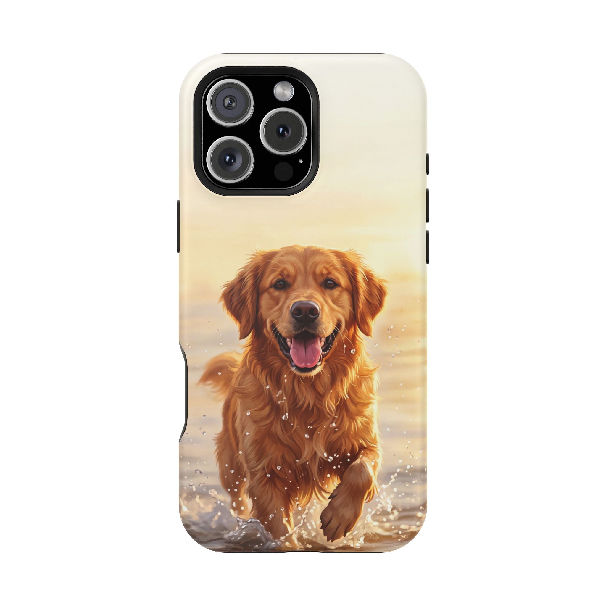 Beach Golden Retriever Phone Case — Impact-Resistant Wireless Charging Cover