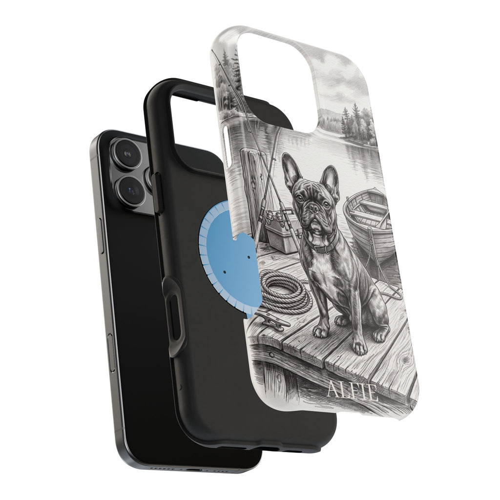 Personalized French Bulldog Lakeside Dock Phone Case — Wireless Charging Cover