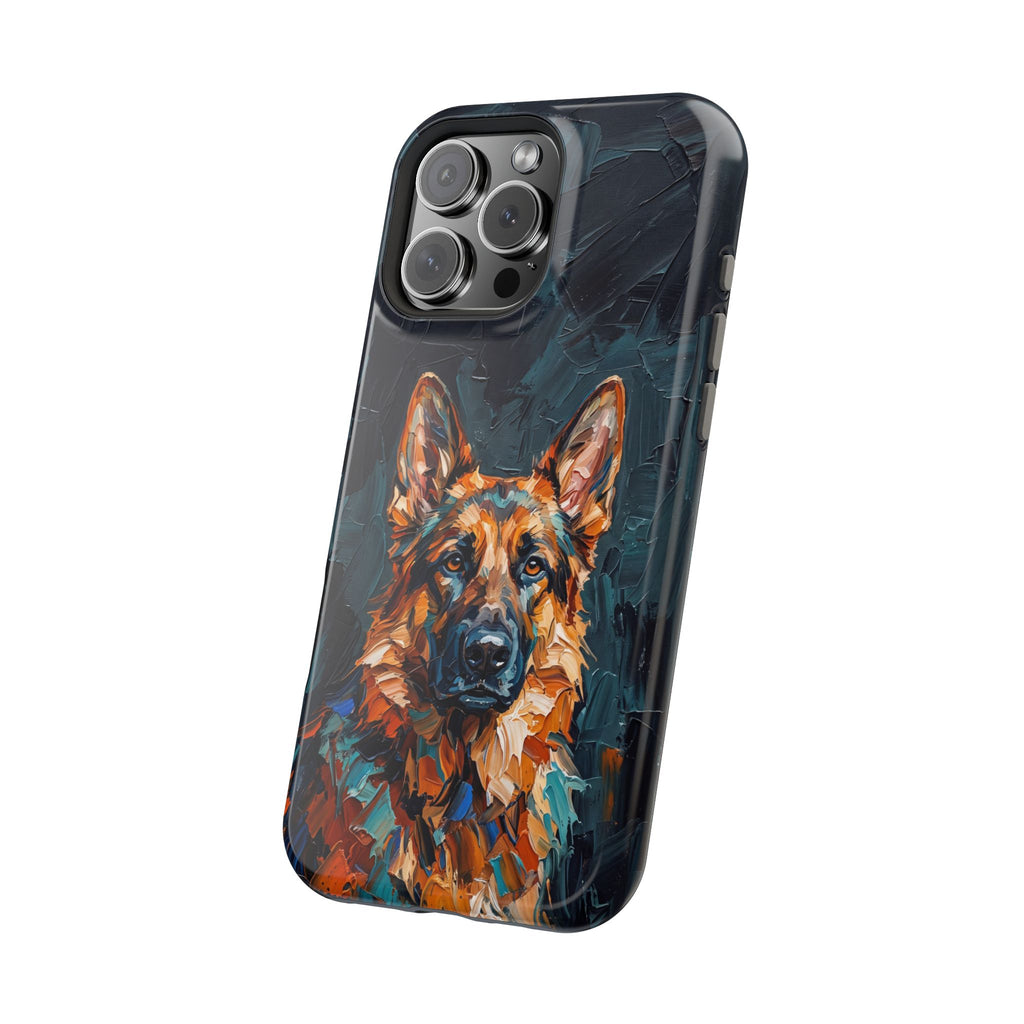 German Shepherd Phone Case | Palette Knife Painting Art — Tough Magnetic Case with Wireless Charging