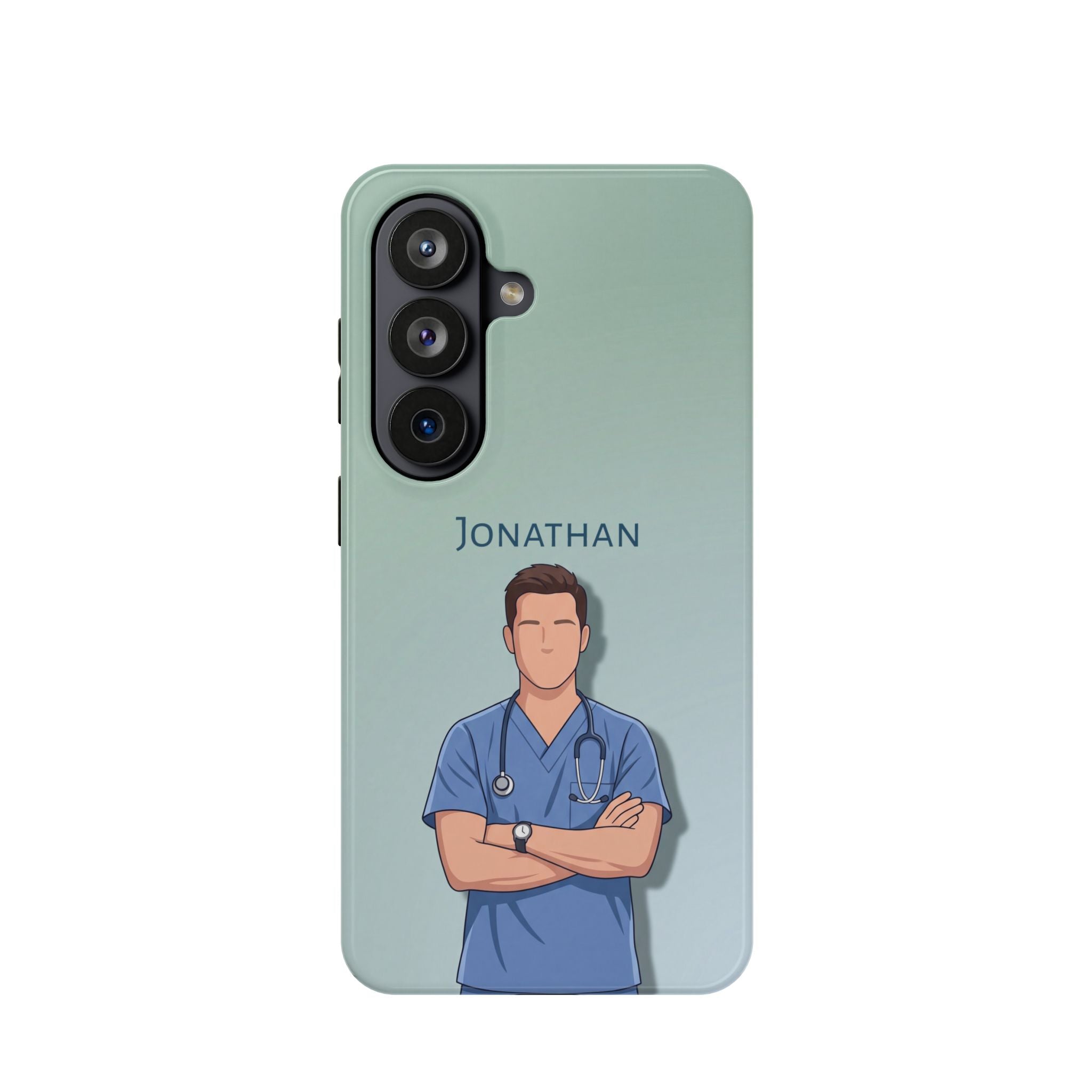 Personalized Nurse Portrait Phone Case — Impact-Resistant Wireless Charging Cover