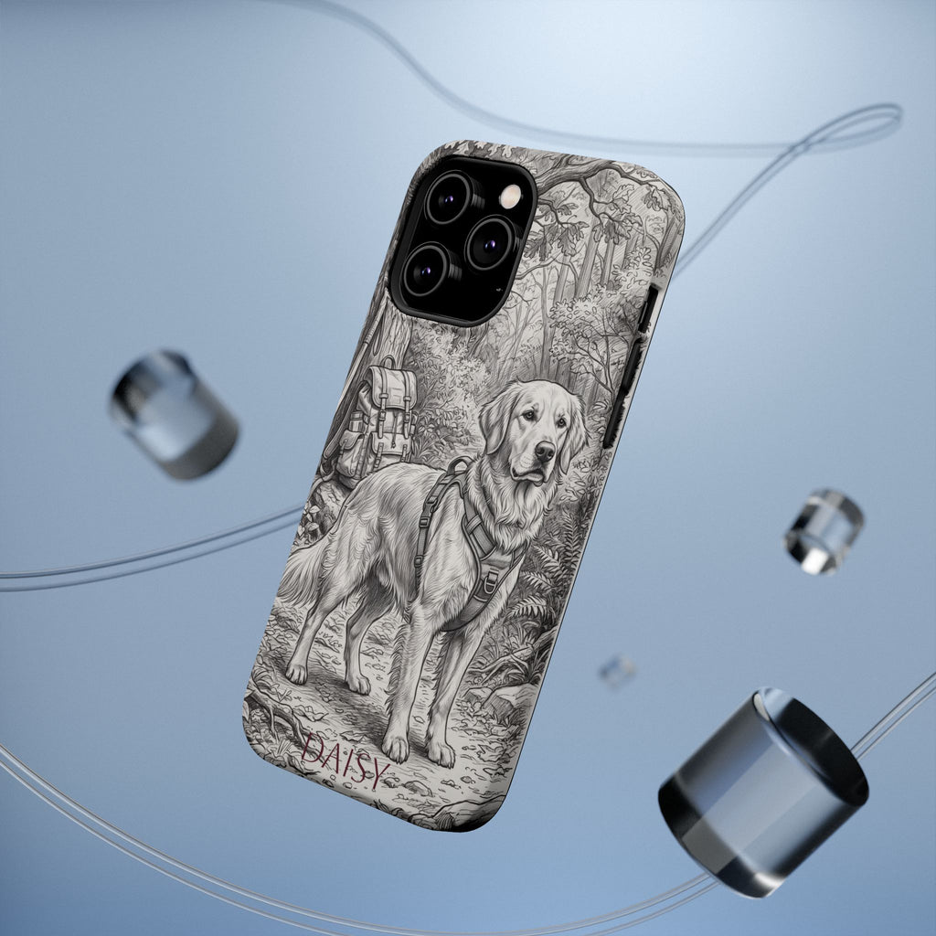 Personalized Golden Retriever Woodland Trail Phone Case — Wireless Charging Cover