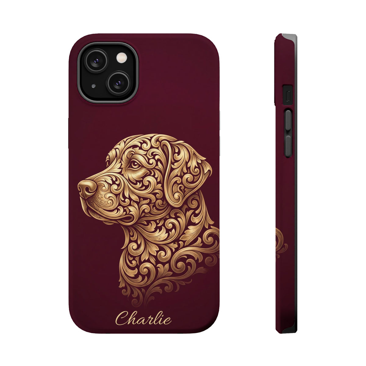 Personalized Gold Filigree Labrador Phone Case — Tough Magnetic Case with Wireless Charging