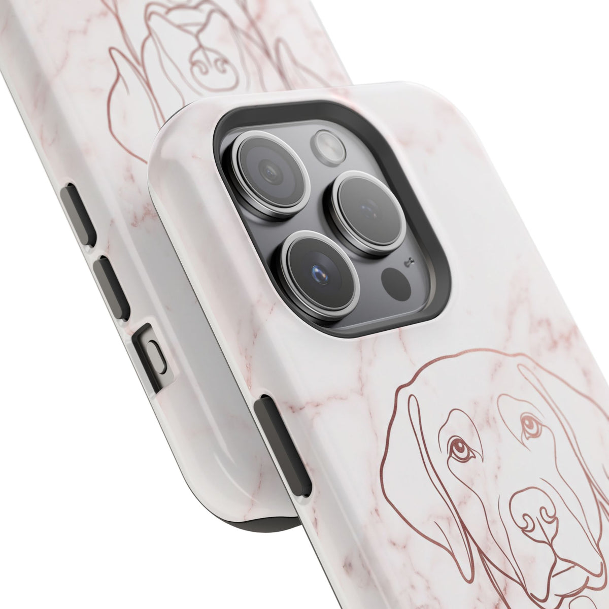 Personalized Rose Gold Marble Labrador Phone Case — Tough Magnetic Case with Wireless Charging