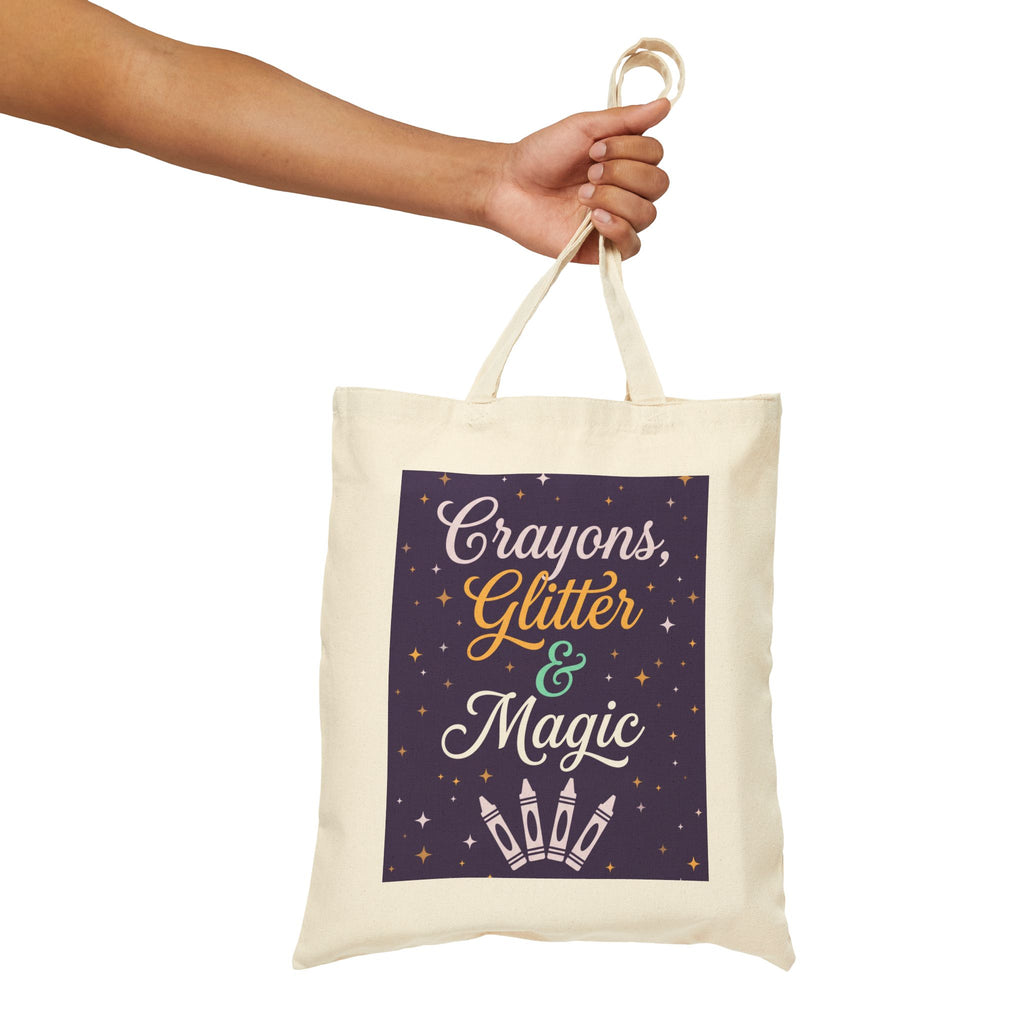 Crayons Glitter & Magic | Teacher Tote Bag | Creative Teacher Tote Bag