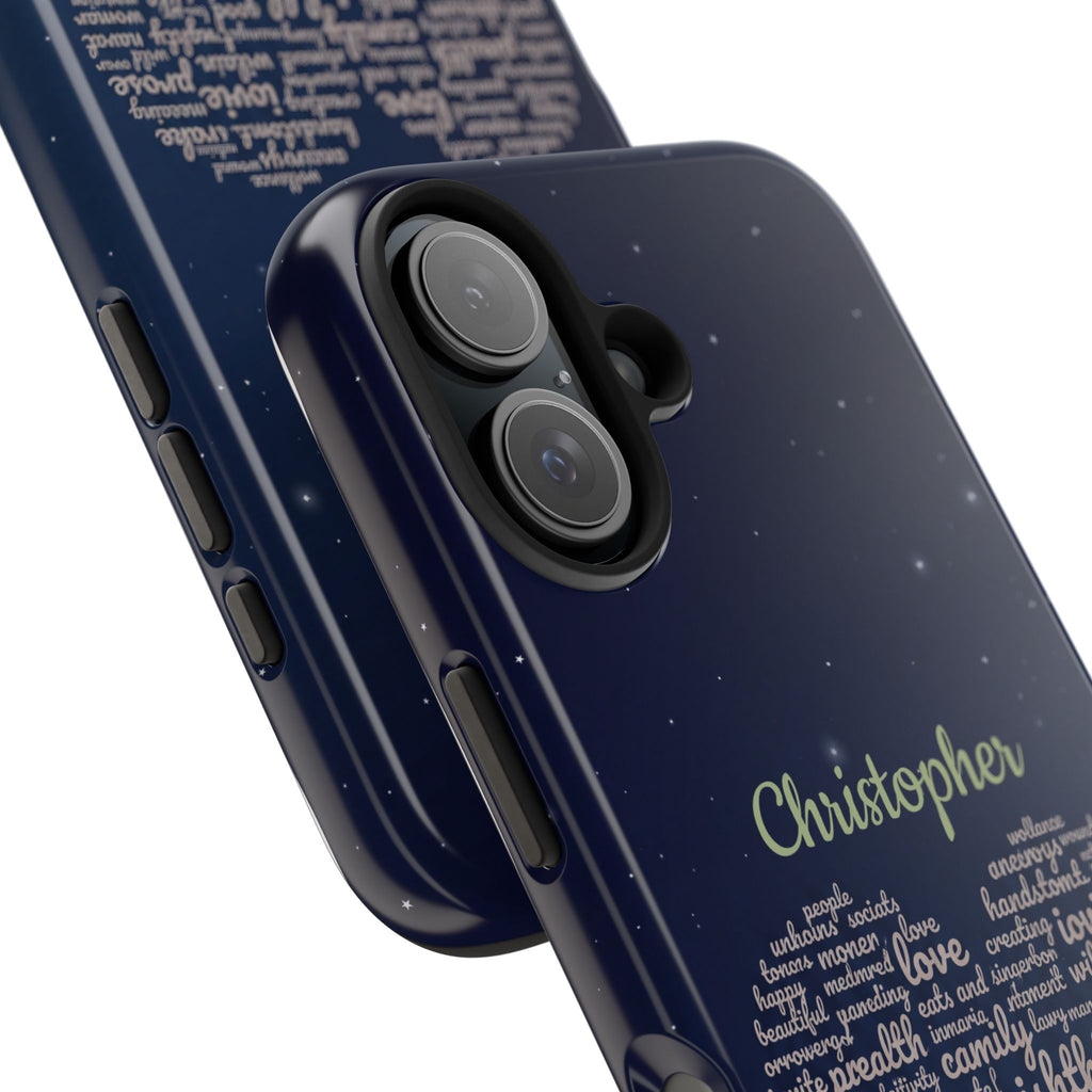 Personalized Teacher Heart Word Cloud Phone Case — Custom Name Starry Design