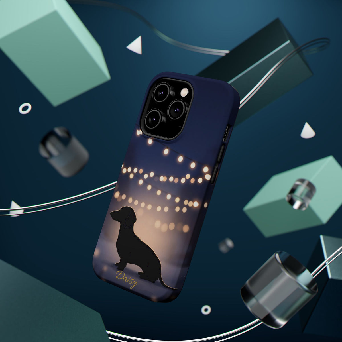 Personalized Dachshund Fairy Lights Phone Case — Wireless Charging Cover