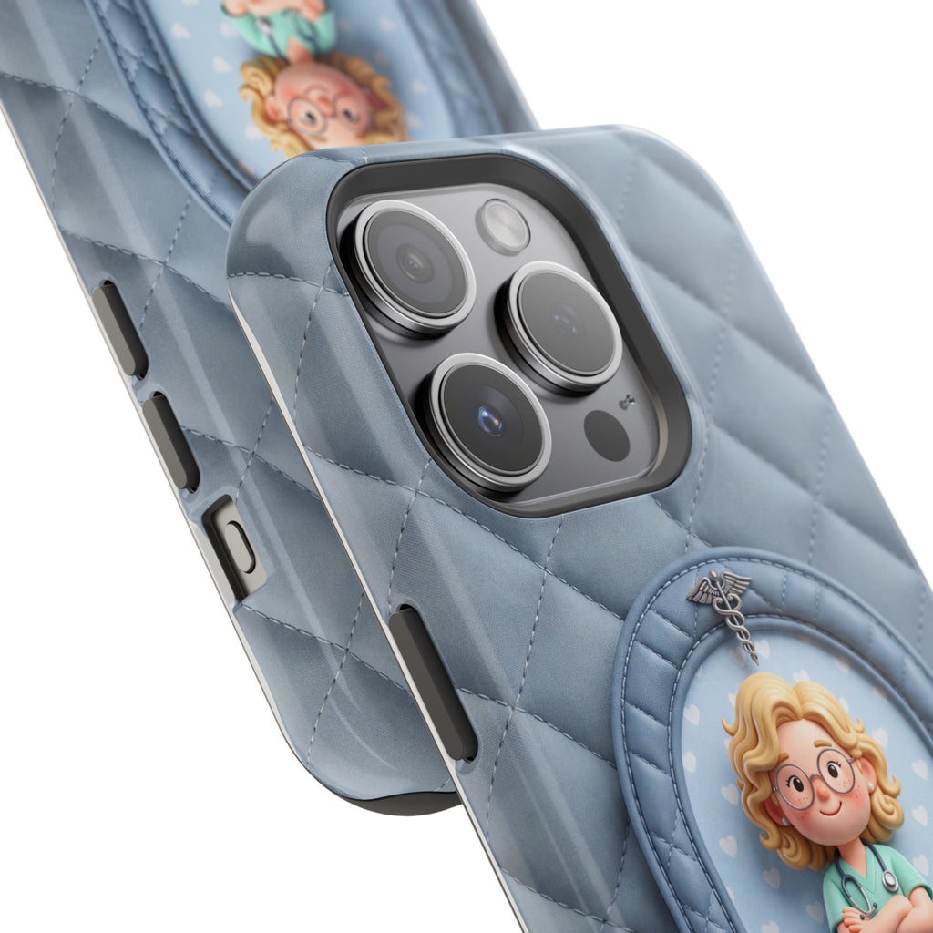 Personalized Quilted Nurse Phone Case — Wireless Charging Cover
