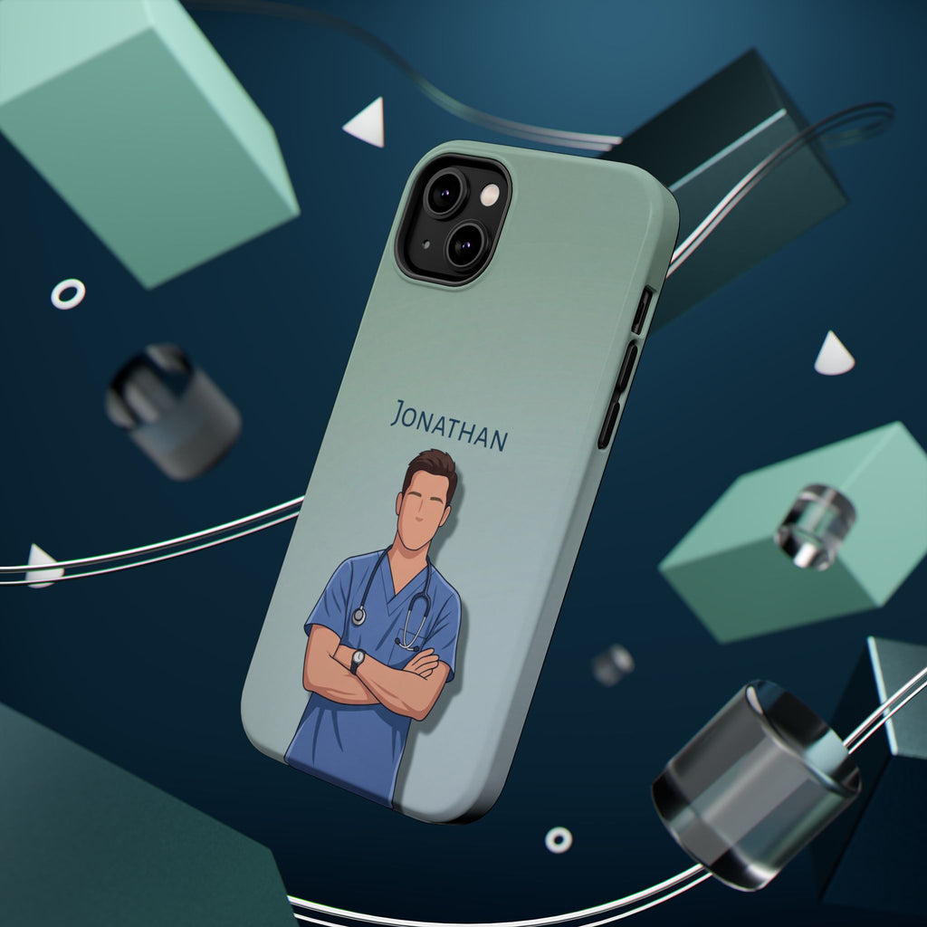 Personalized Nurse Portrait Phone Case — Impact-Resistant Wireless Charging Cover